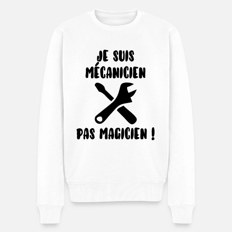 Mécanicien pas magicien - Pull Premium bio Homme - blanc