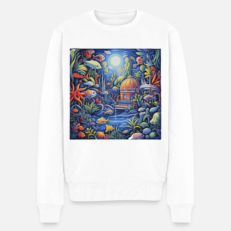 Aquarium - Männer Premium Bio Pullover - Weiß