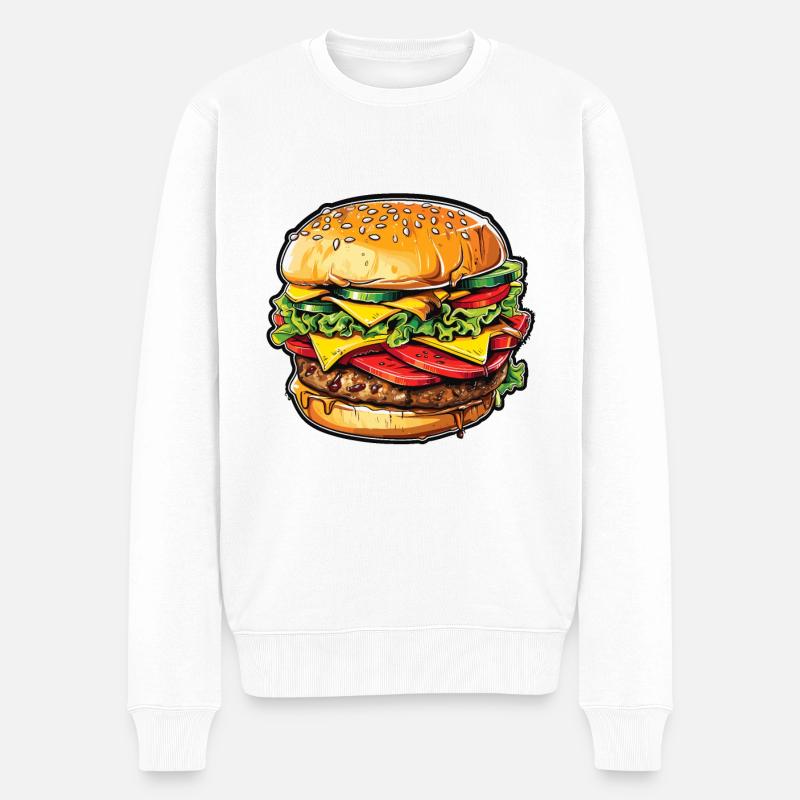 Euphorie du cheeseburger - Pull Premium bio Homme - blanc