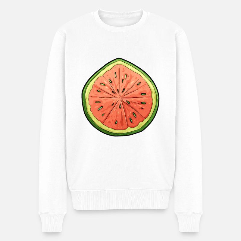 Melonenscheibe - Lebendige Oase - Männer Premium Bio Pullover - Weiß