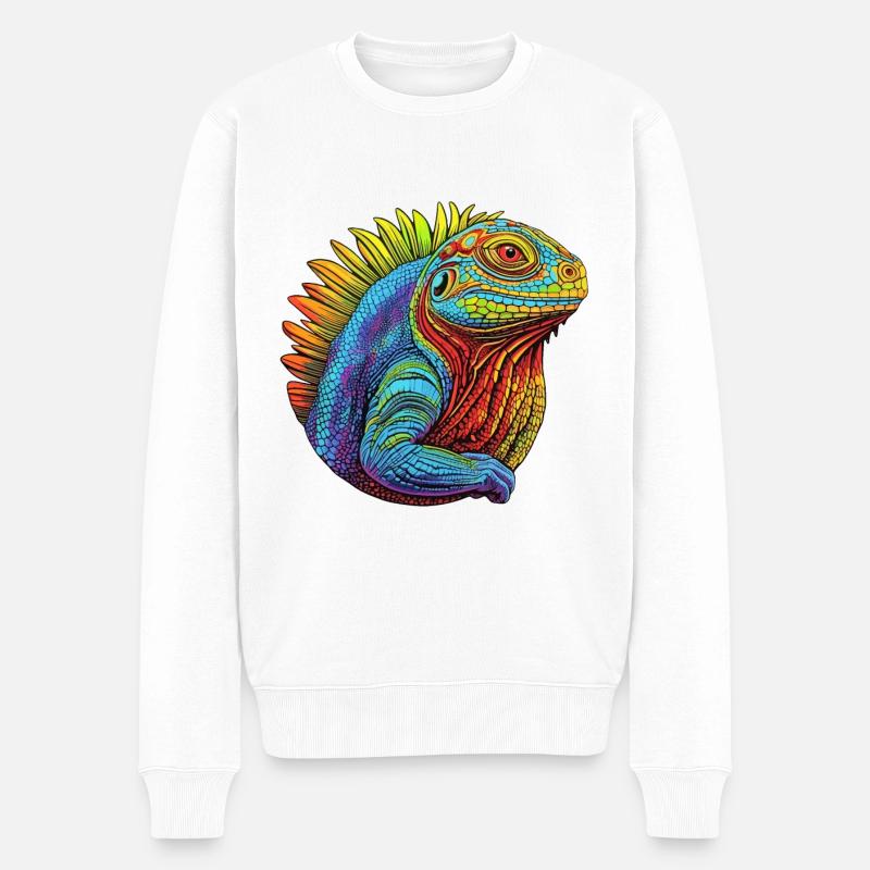 Leuchtende Eidechse - Männer Premium Bio Pullover - Weiß