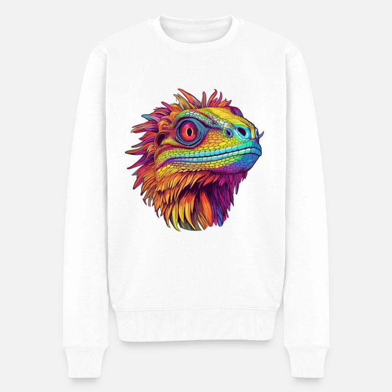 Luminöse Pogona -Harmonie - Männer Premium Bio Pullover - Weiß