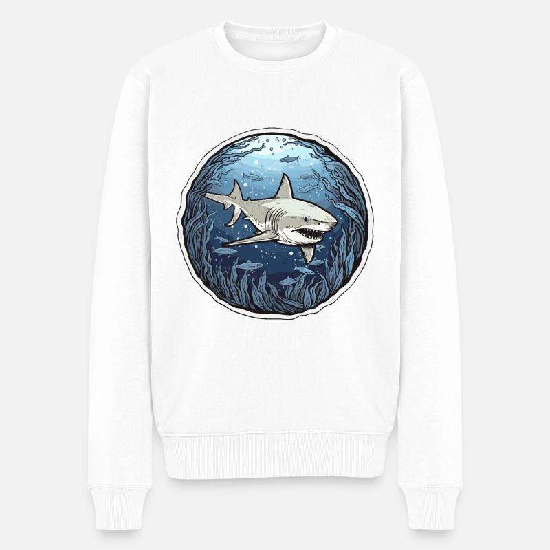 Hai -Symphonie - Männer Premium Bio Pullover - Weiß