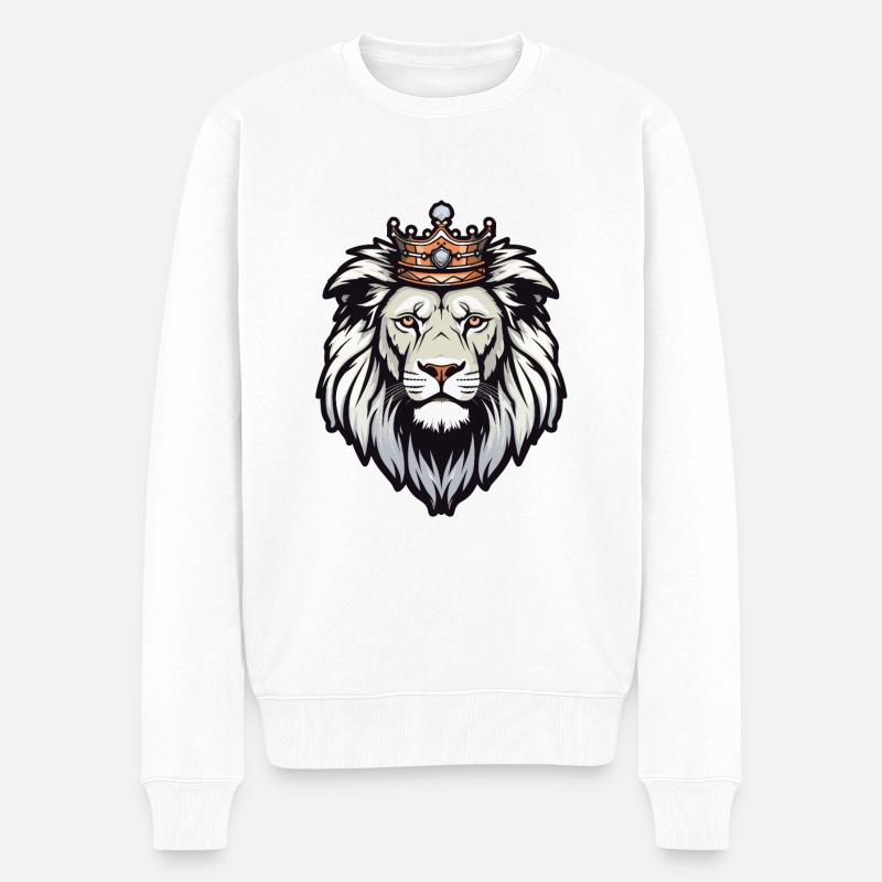 Glänzender König - Männer Premium Bio Pullover - Weiß