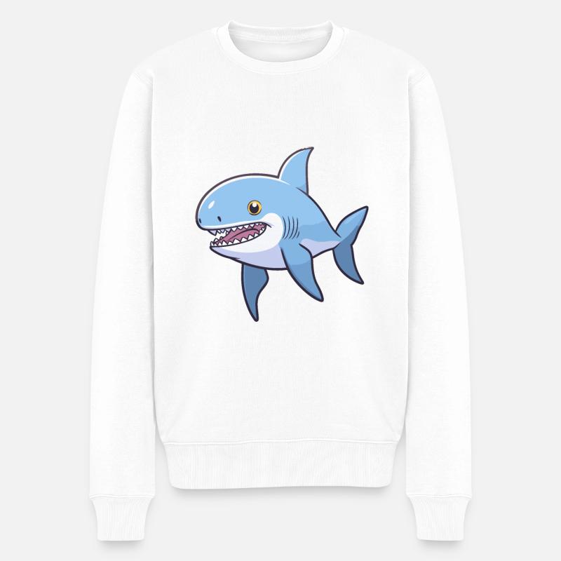 Kawaii Hai - Verspielter Raubtier - Männer Premium Bio Pullover - Weiß