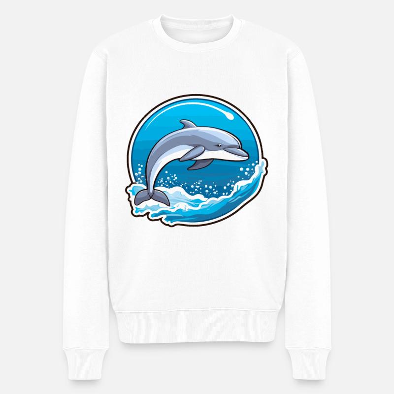 Delphin - Ozeanischer Opus - Männer Premium Bio Pullover - Weiß