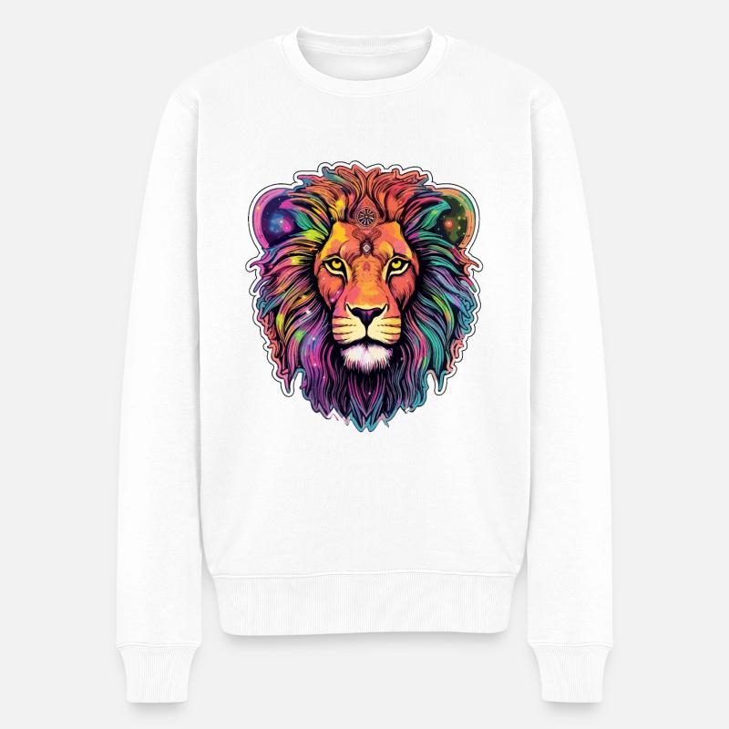 Löwe Himmlisch - Himmlisches Brüllen - Männer Premium Bio Pullover - Weiß