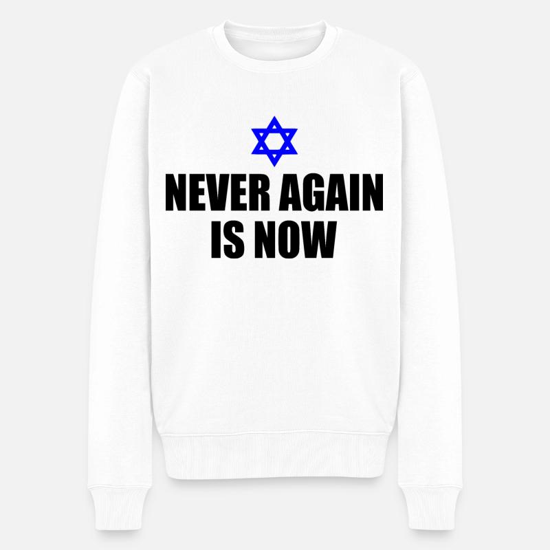 Never again is now - Männer Premium Bio Pullover - Weiß