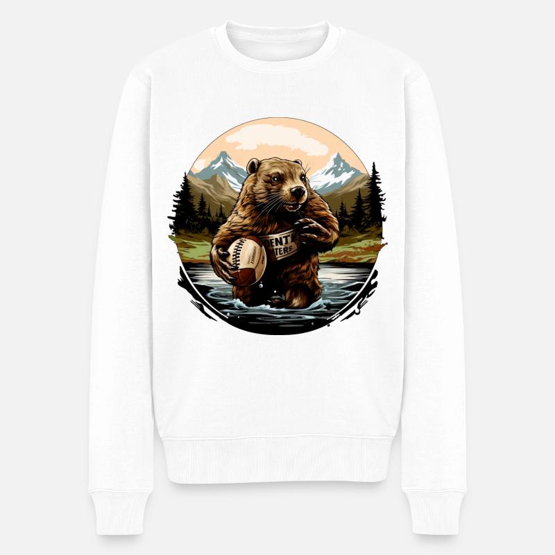 Joueur de rugby Beaver - Pull Premium bio Homme - blanc
