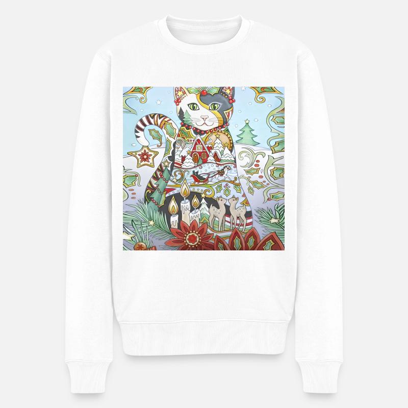 Chat de Noël - Pull Premium bio Homme - blanc