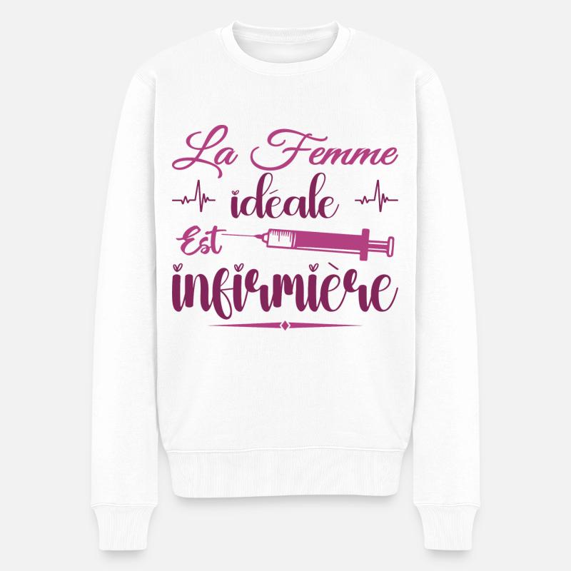 La Femme Idéale Est Infirmière - Pull Premium bio Homme - blanc