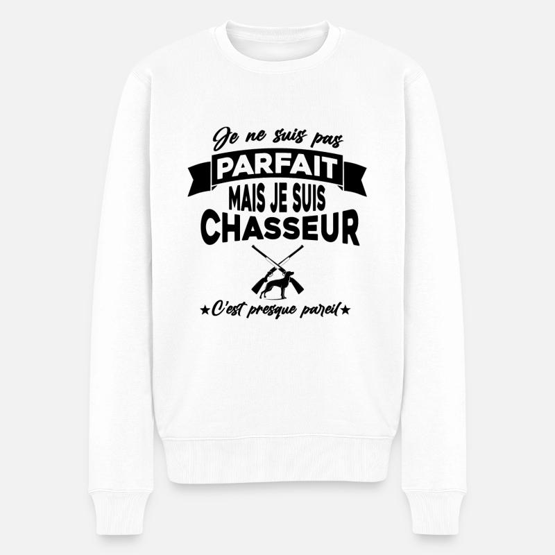 pas parfait mais chasseur,chasse,humour - Pull Premium bio Homme - blanc