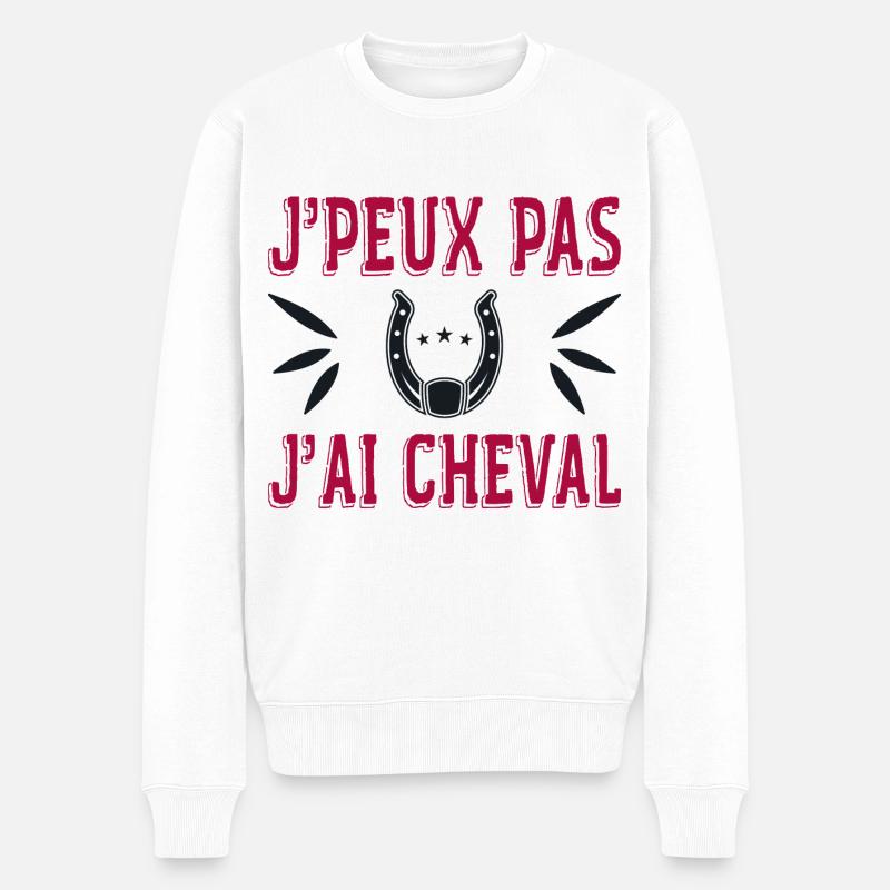 J'peux Pas J'ai Cheval - Pull Premium bio Homme - blanc