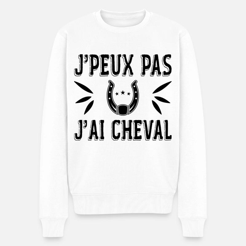 J'peux Pas J'ai Cheval - Pull Premium bio Homme - blanc