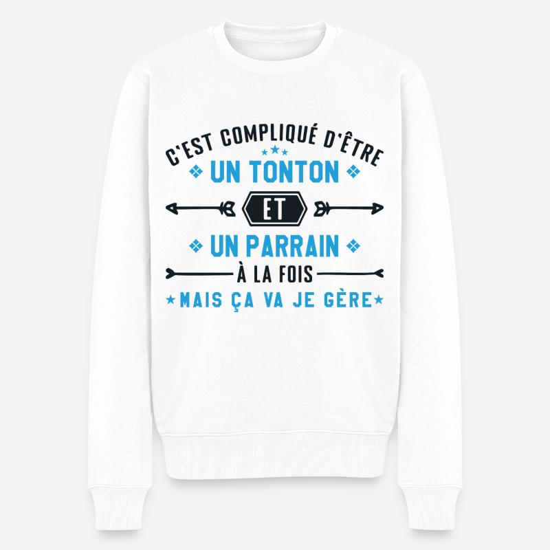 Onkel und Pate - Männer Premium Bio Pullover - Weiß