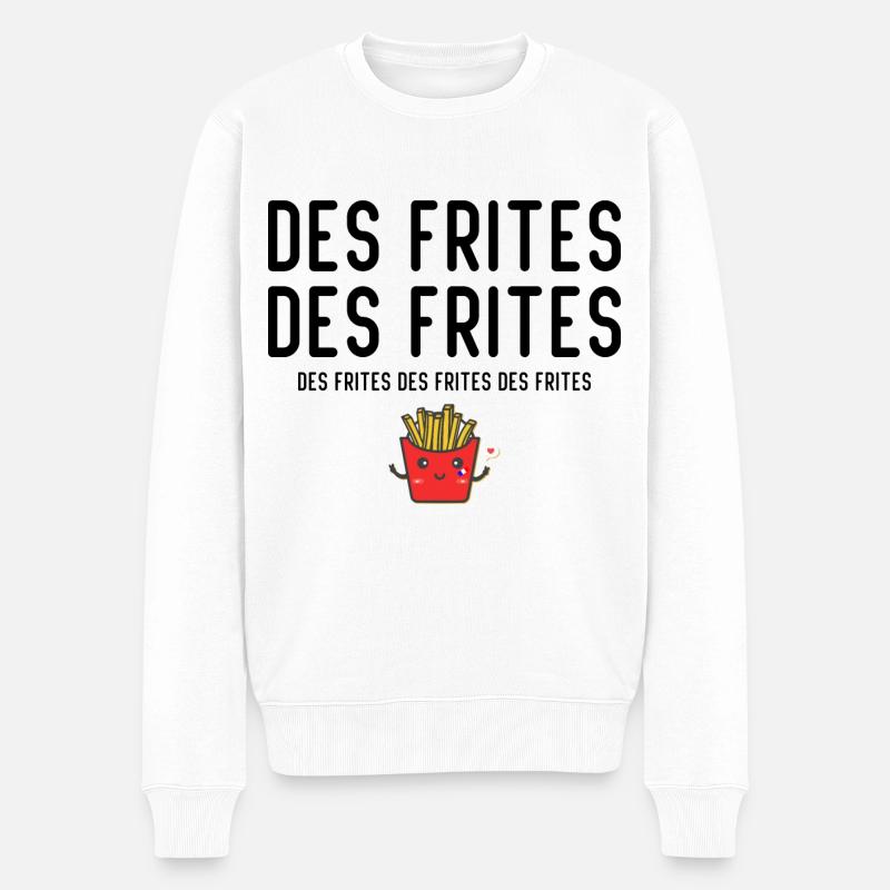 Des Frites Des Frites des Drites - Pull Premium bio Homme - blanc