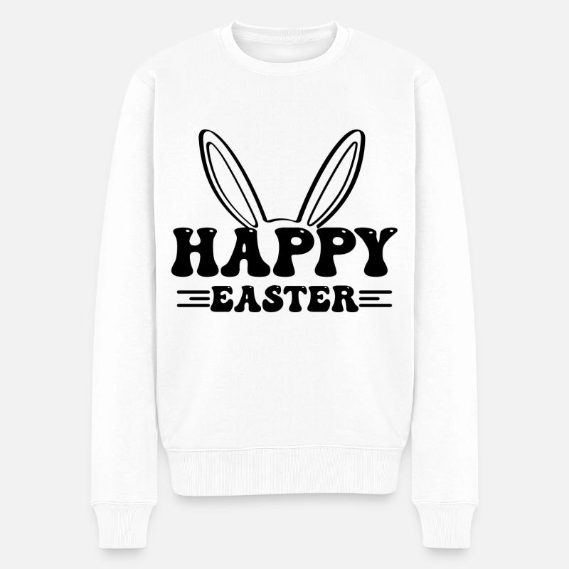 Joyeuses Pâques - Oreilles de lapin de Pâques - Pull Premium bio Homme - blanc