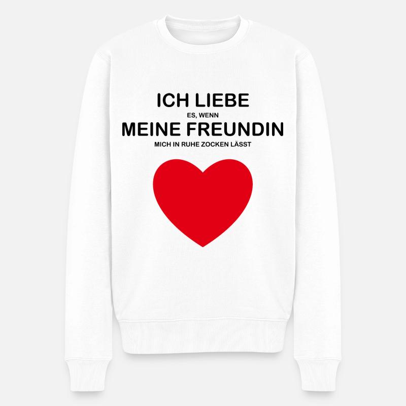 Ich liebe meine Freundin - Männer Premium Bio Pullover - Weiß