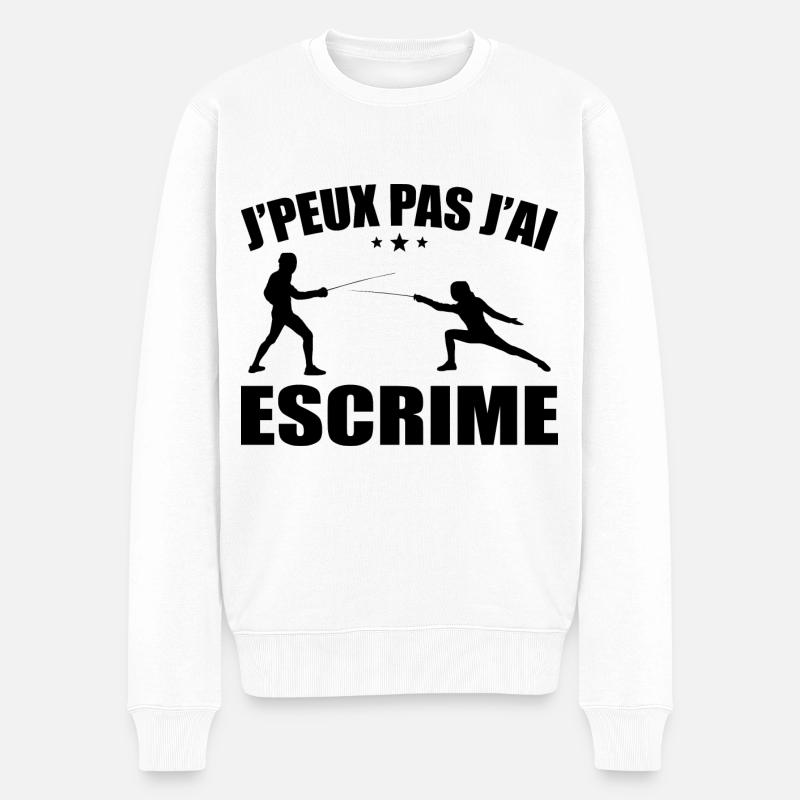 Ich kann nicht fechten - Männer Premium Bio Pullover - Weiß