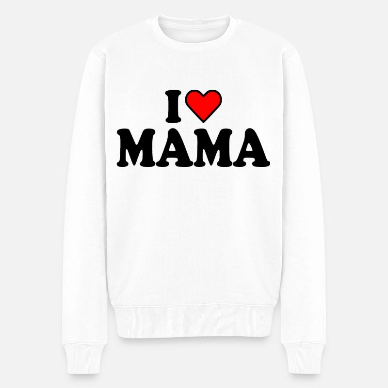 I love mama - Männer Premium Bio Pullover - Weiß
