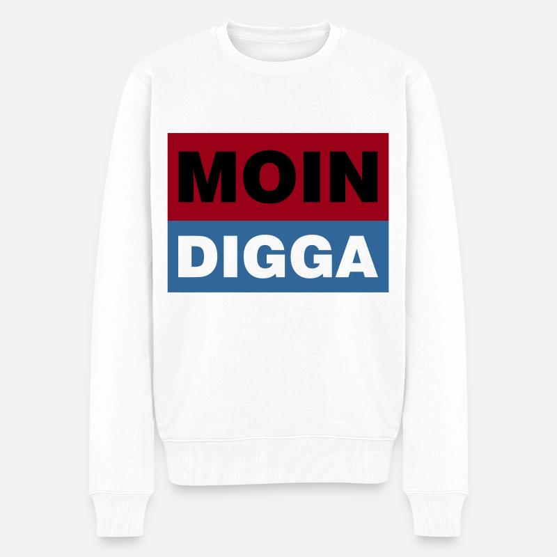 MOIN DIGGA - Männer Premium Bio Pullover - Weiß