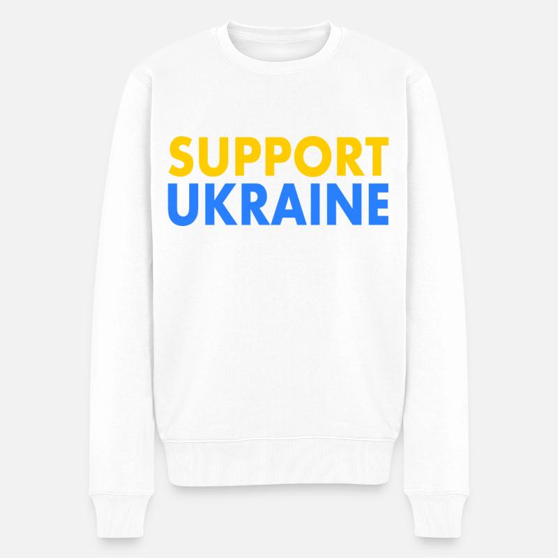 Support ukraine - Männer Premium Bio Pullover - Weiß