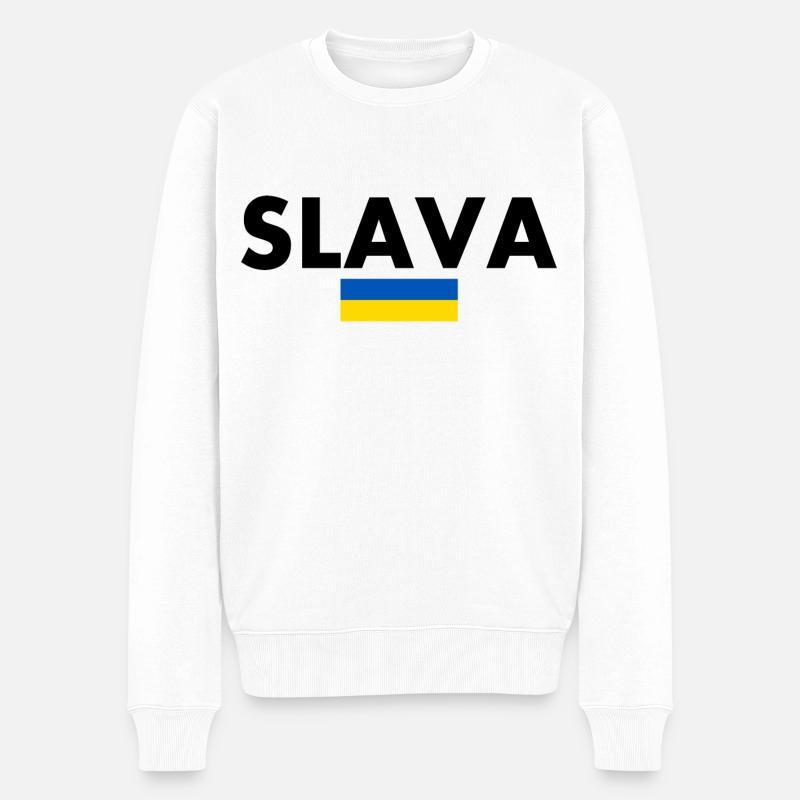 Slava - Männer Premium Bio Pullover - Weiß