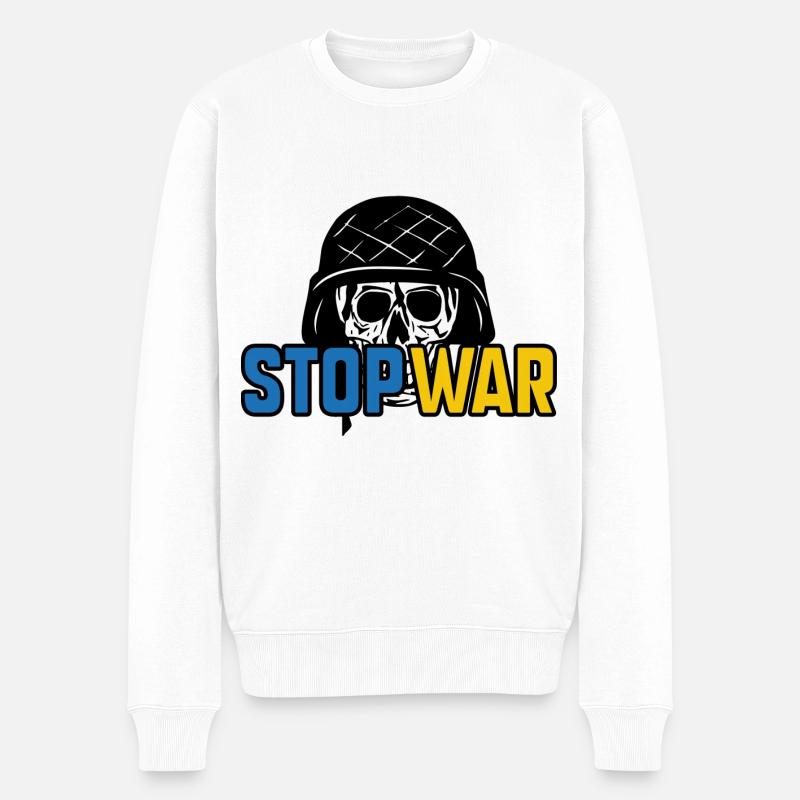 Stoppt den Krieg - Männer Premium Bio Pullover - Weiß