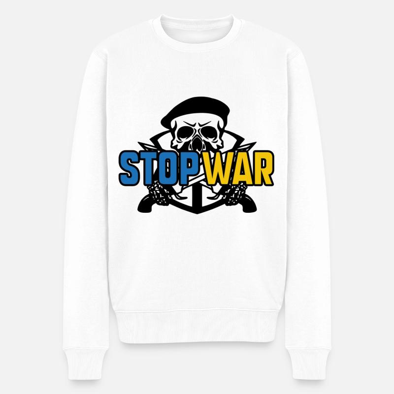 Stop War - Pull Premium bio Homme - blanc