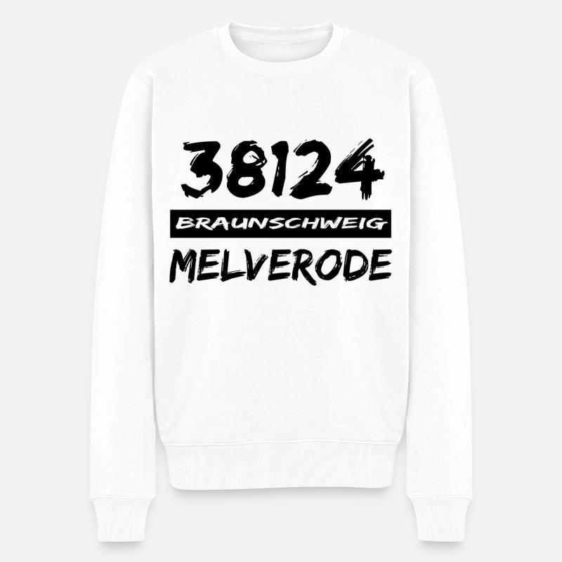 38124 Braunschweig Melverode - Männer Premium Bio Pullover - Weiß