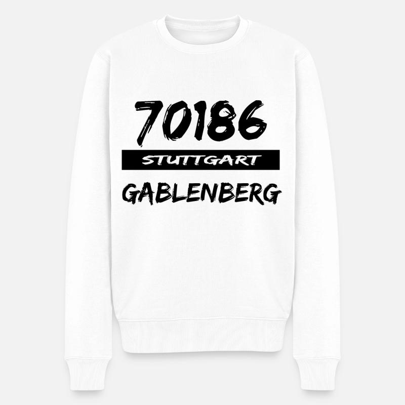 70186 Stuttgart Gablenberg Tshirt Postleitzahl - Männer Premium Bio Pullover - Weiß