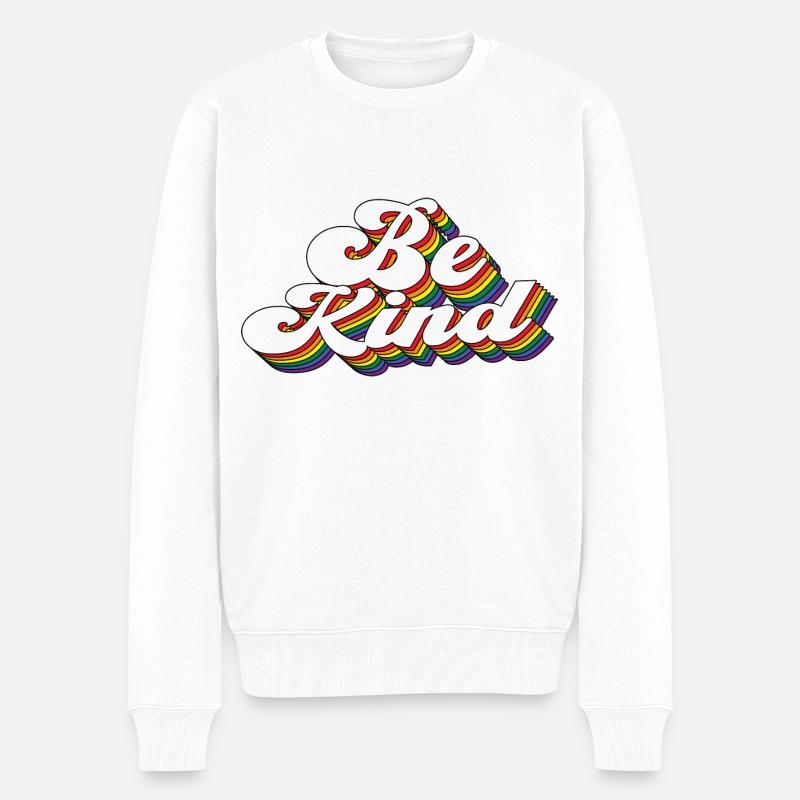 Be Kind Regenbogen - Männer Premium Bio Pullover - Weiß
