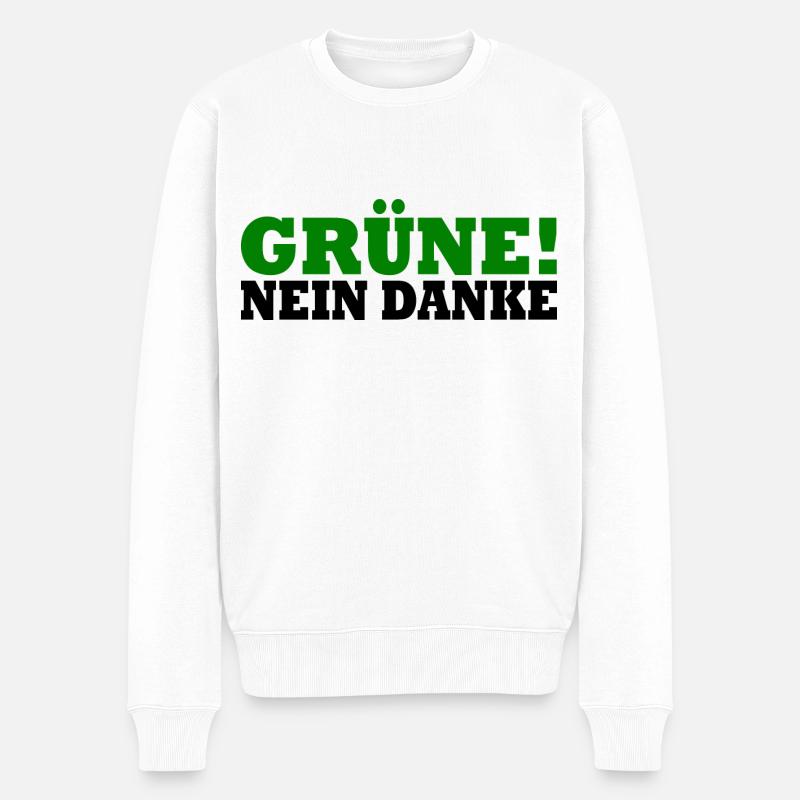 Grüne Nein Danke - Männer Premium Bio Pullover - Weiß