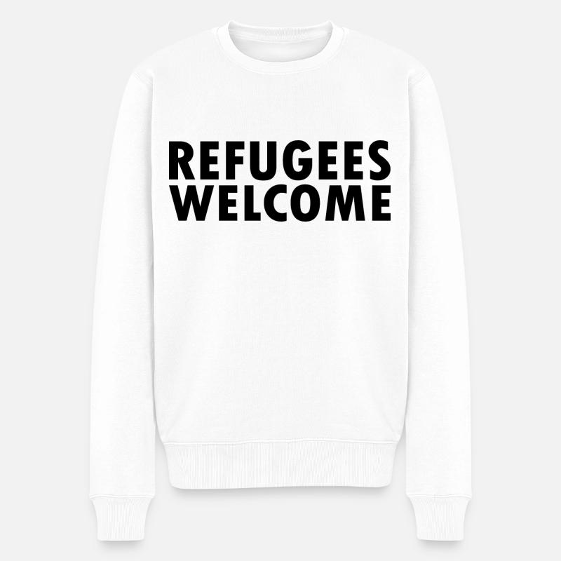 refugees welcome - Pull Premium bio Homme - blanc