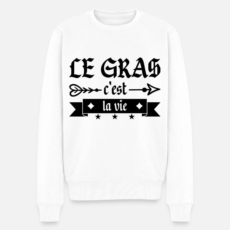 Fett ist Leben - Männer Premium Bio Pullover - Weiß
