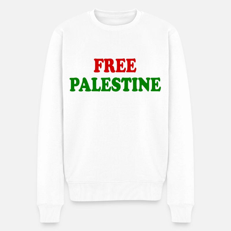 Free palestine - Männer Premium Bio Pullover - Weiß