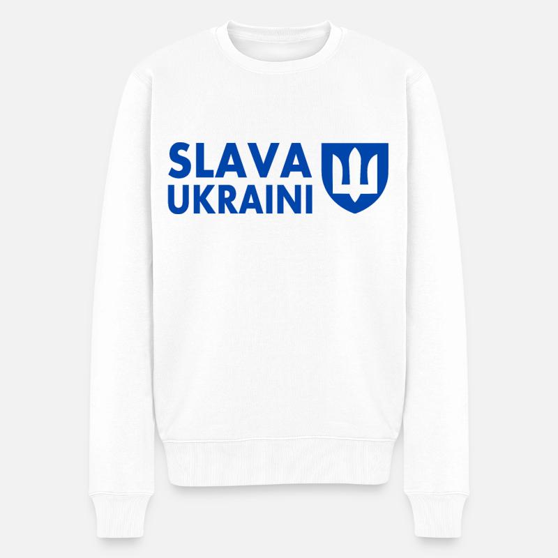 Slava ukraini - Pull Premium bio Homme - blanc