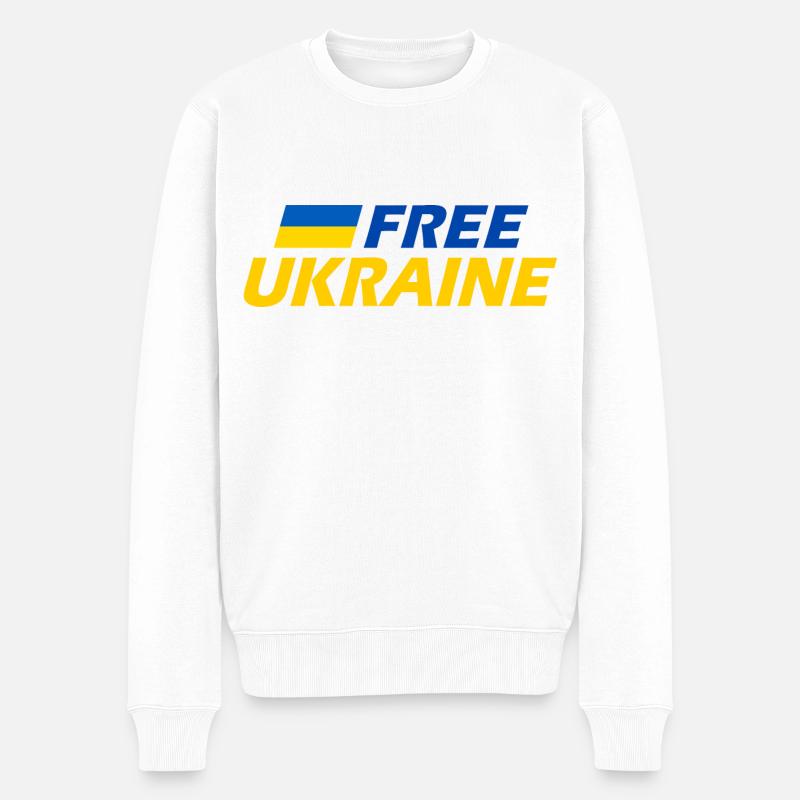 Free ukraine - Pull Premium bio Homme - blanc