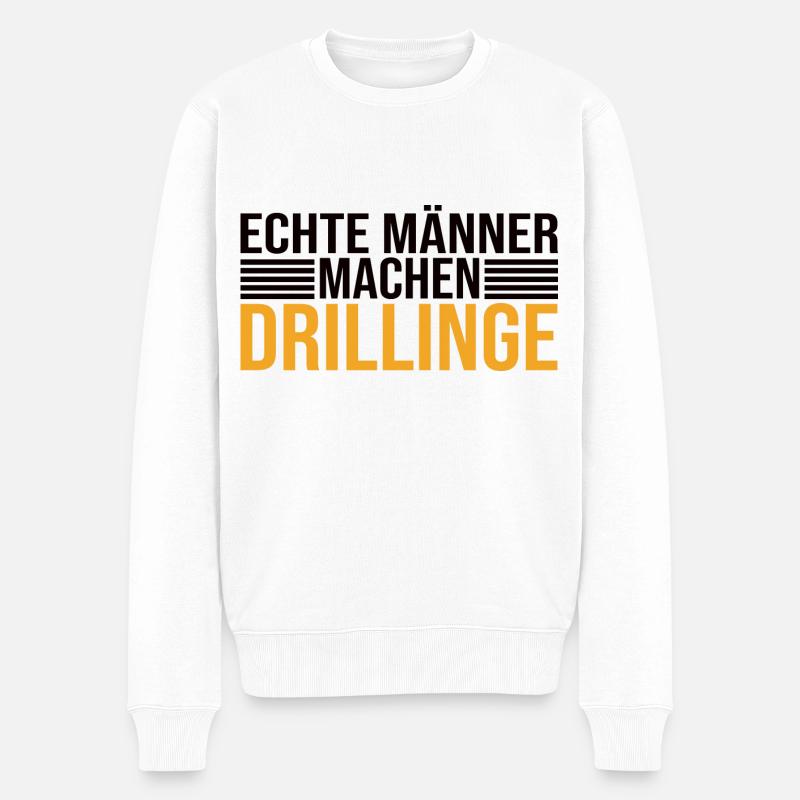 Echte Männer Machen Drillinge - Männer Premium Bio Pullover - Weiß