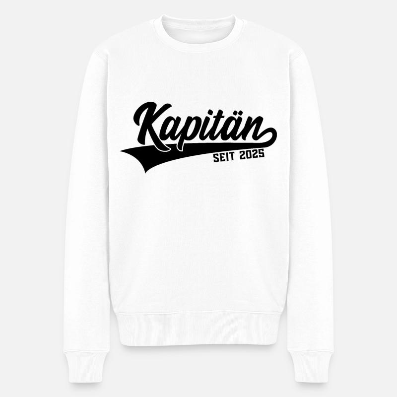 KAPITÄN SEIT 2025 - Männer Premium Bio Pullover - Weiß