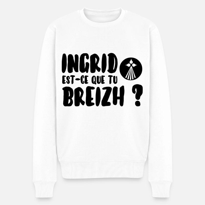 Ingrid est-ce que tu breizh? - Pull Premium bio Homme - blanc