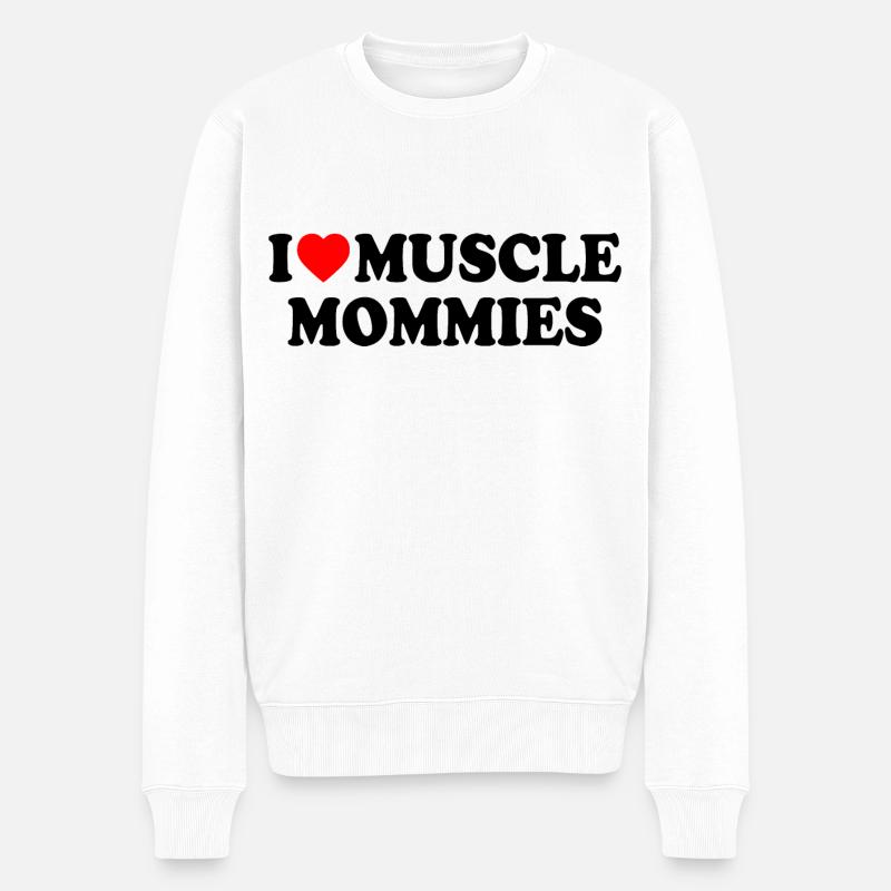 I love muscle mommies - Männer Premium Bio Pullover - Weiß