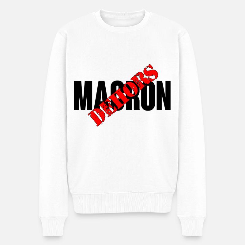 Macron dehors - Pull Premium bio Homme - blanc