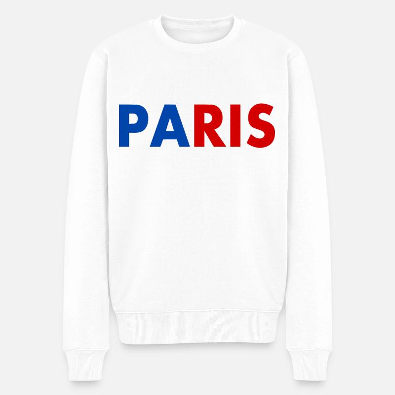 Paris - Männer Premium Bio Pullover - Weiß