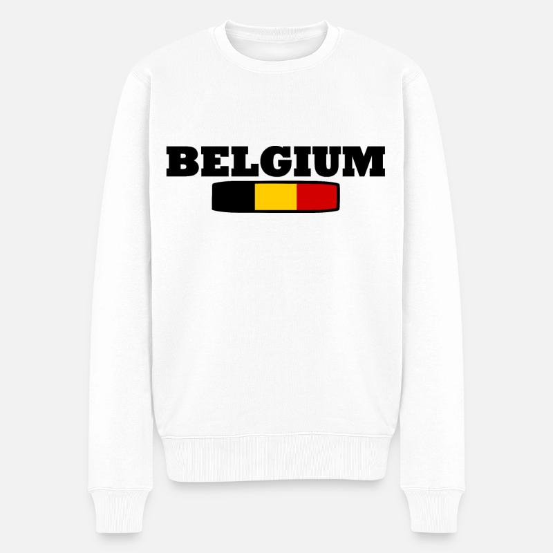 Belgien - Männer Premium Bio Pullover - Weiß