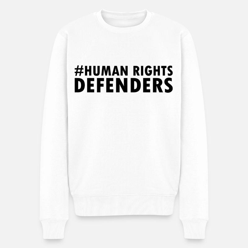 Human rights defenders - Männer Premium Bio Pullover - Weiß
