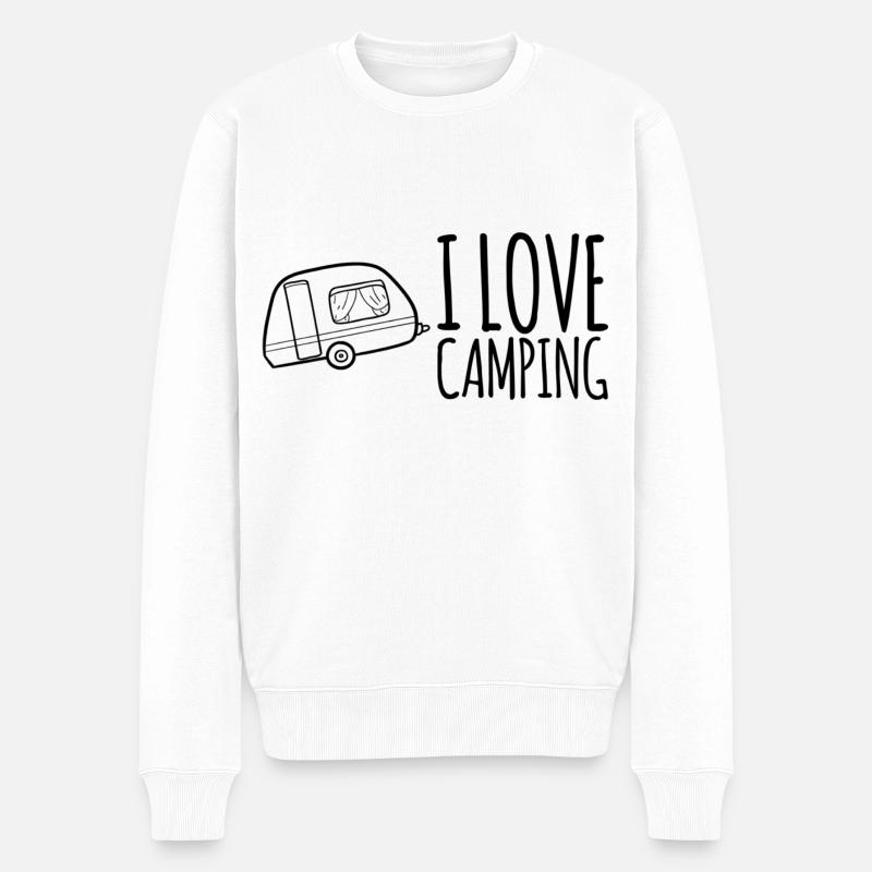 I Love Camping - Männer Premium Bio Pullover - Weiß