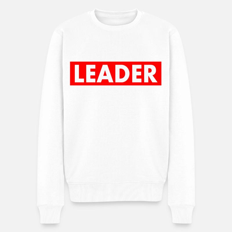 Leader - Männer Premium Bio Pullover - Weiß