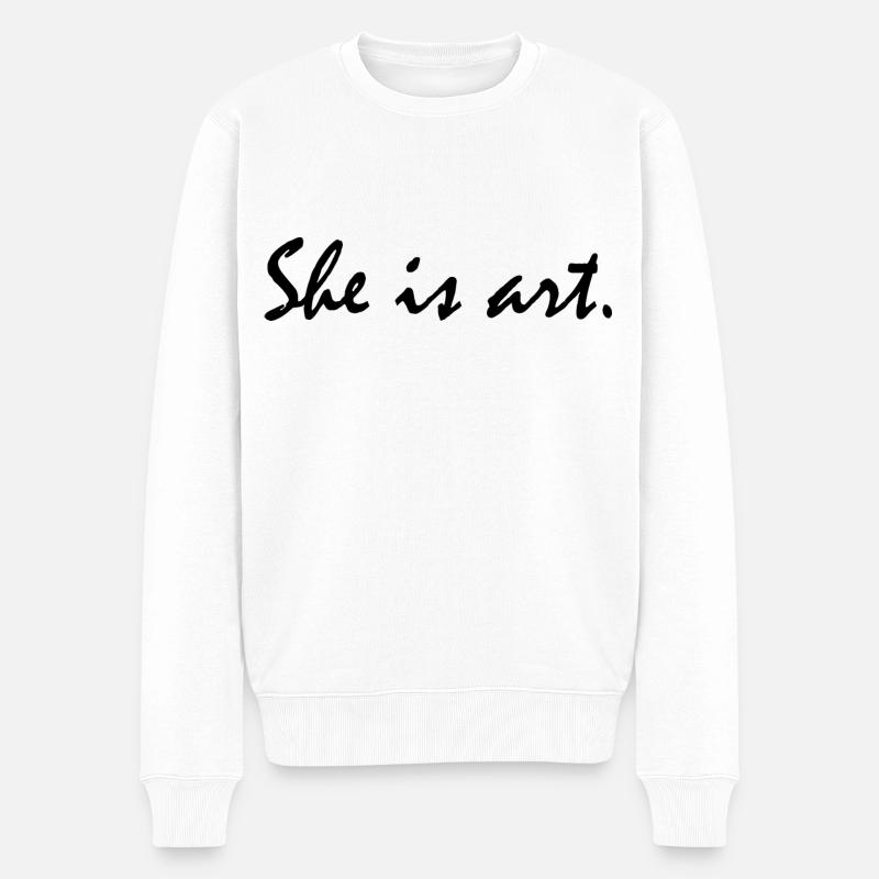 She is art - Männer Premium Bio Pullover - Weiß