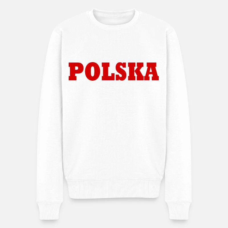 POLEN POLNISCHE FLAGGE - Männer Premium Bio Pullover - Weiß